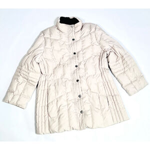 Brooks Brothers Womans Coat 60/40 Down Jacket Puffer Winter Beige Ivory